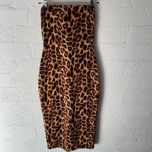 Strapless Cheetah print body con dress